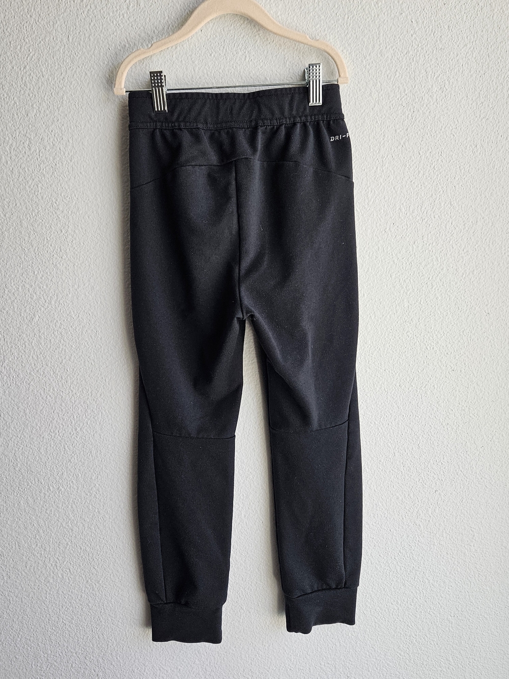 Nike Dri-Fit Kids Black Joggers with White Swoosh Cuffed Ankles X Small - Picture 3 of 7